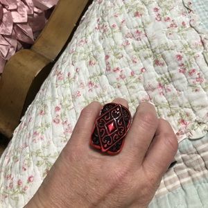 Bulky hot pink and brown ring
